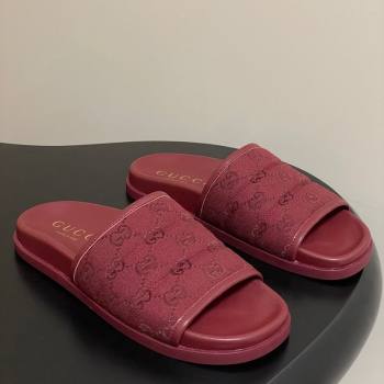 Gucci GG Canvas Flat Slides Sandal Ancora Red 2025 GG082803 (MD-250828040)