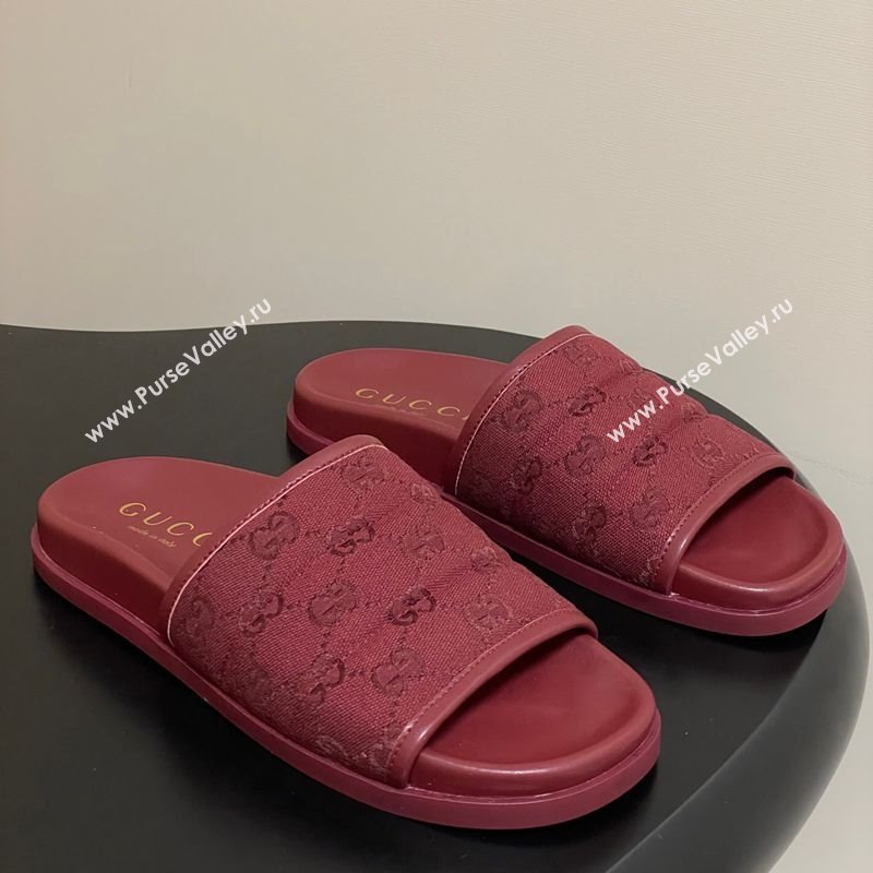 Gucci GG Canvas Flat Slides Sandal Ancora Red 2025 GG082803 (MD-250828040)