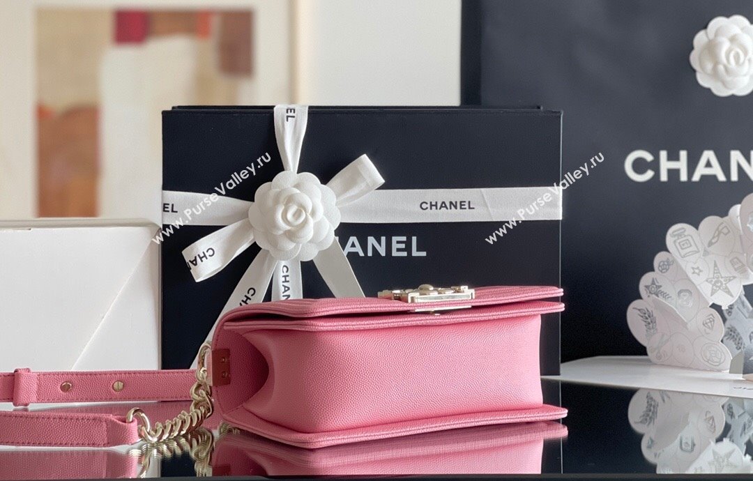 Chanel Original Grained Calfskin Small Boy Flap Bag Light Gold/Peach Pink 2023 Top Quality (MHE-23102516)