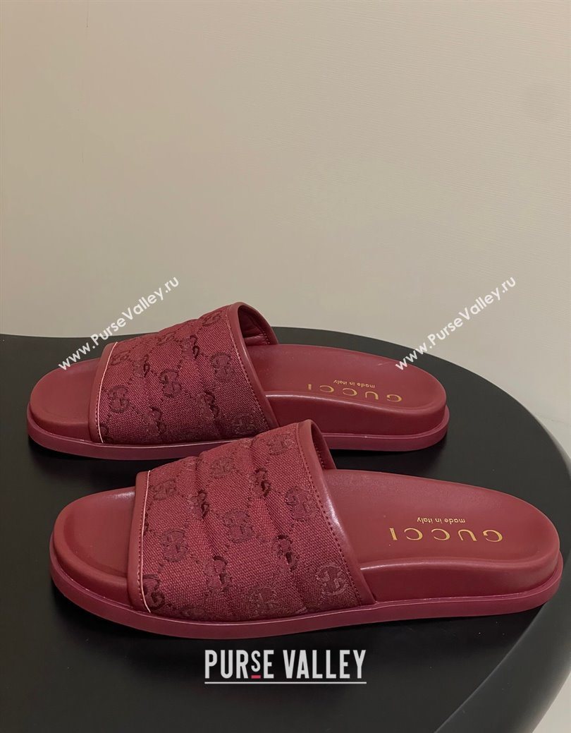 Gucci GG Canvas Flat Slides Sandal Ancora Red 2025 GG082803 (MD-250828040)