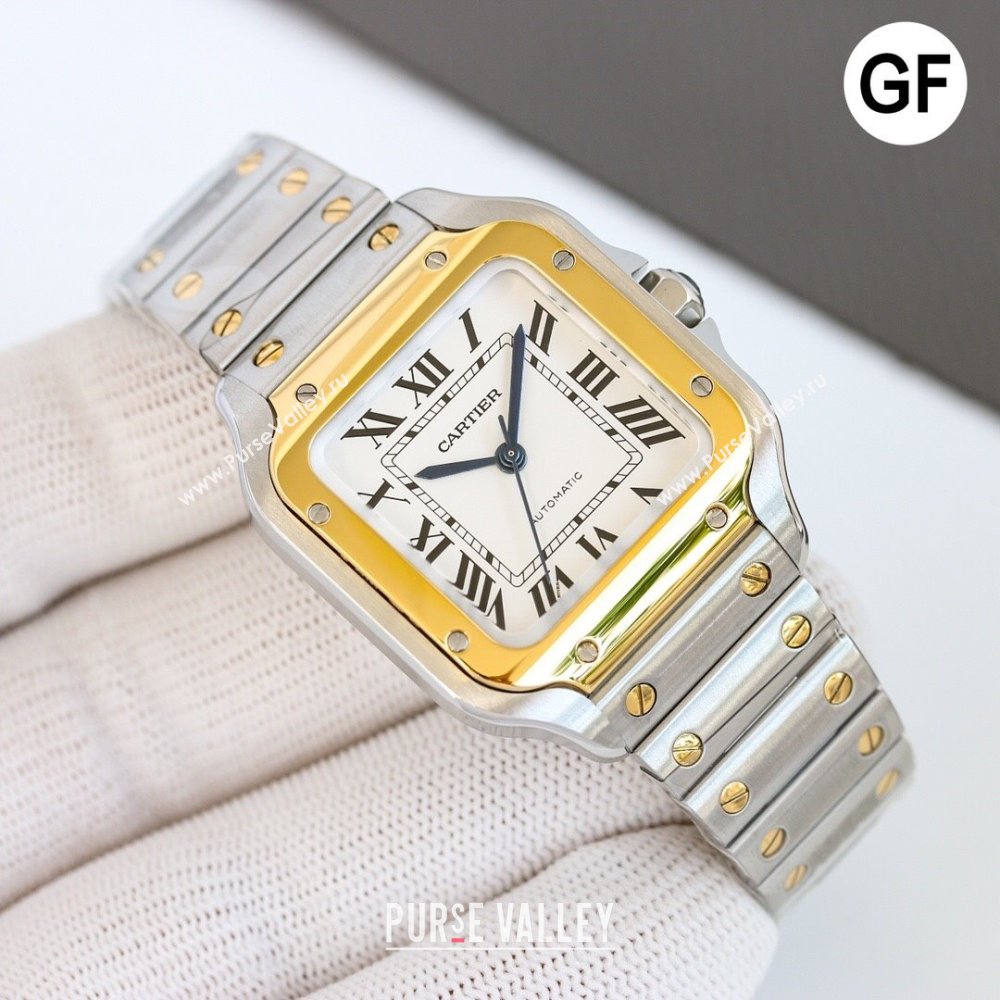 Cartier Santos de Cartier Watch， Large Model 39.8mm Yellow Gold/Silver 2023 TOP QUALITY (KN-23121805)