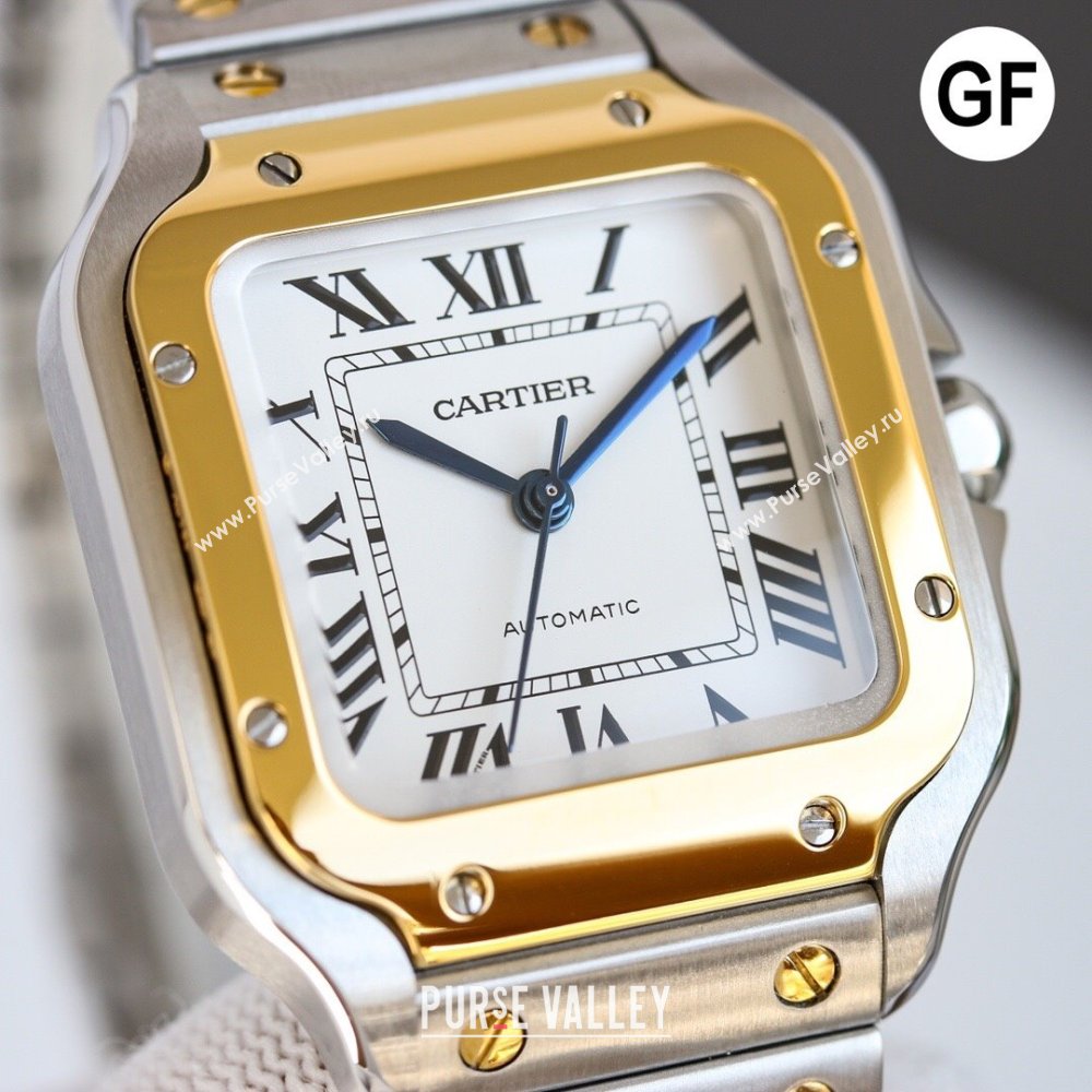 Cartier Santos de Cartier Watch， Large Model 39.8mm Yellow Gold/Silver 2023 TOP QUALITY (KN-23121805)