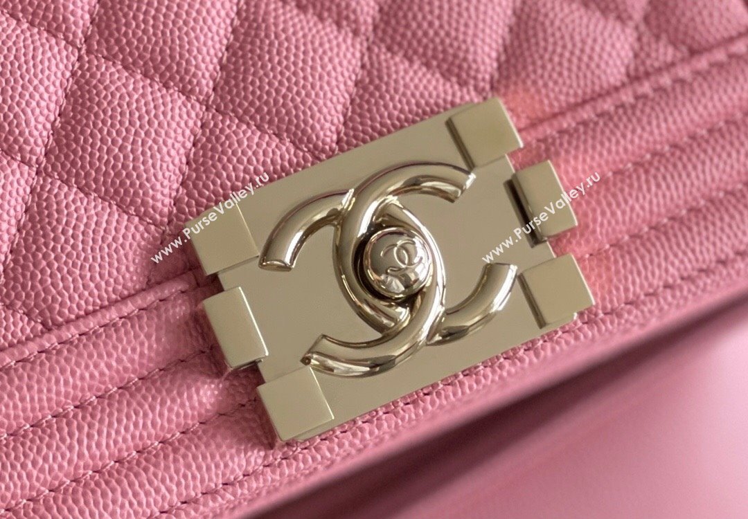 Chanel Original Grained Calfskin Small Boy Flap Bag Light Gold/Peach Pink 2023 Top Quality (MHE-23102516)