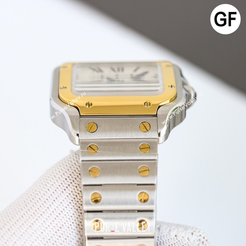 Cartier Santos de Cartier Watch， Large Model 39.8mm Yellow Gold/Silver 2023 TOP QUALITY (KN-23121805)