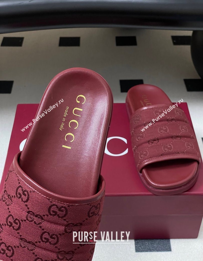 Gucci GG Canvas Flat Slides Sandal Ancora Red 2025 GG082803 (MD-250828040)