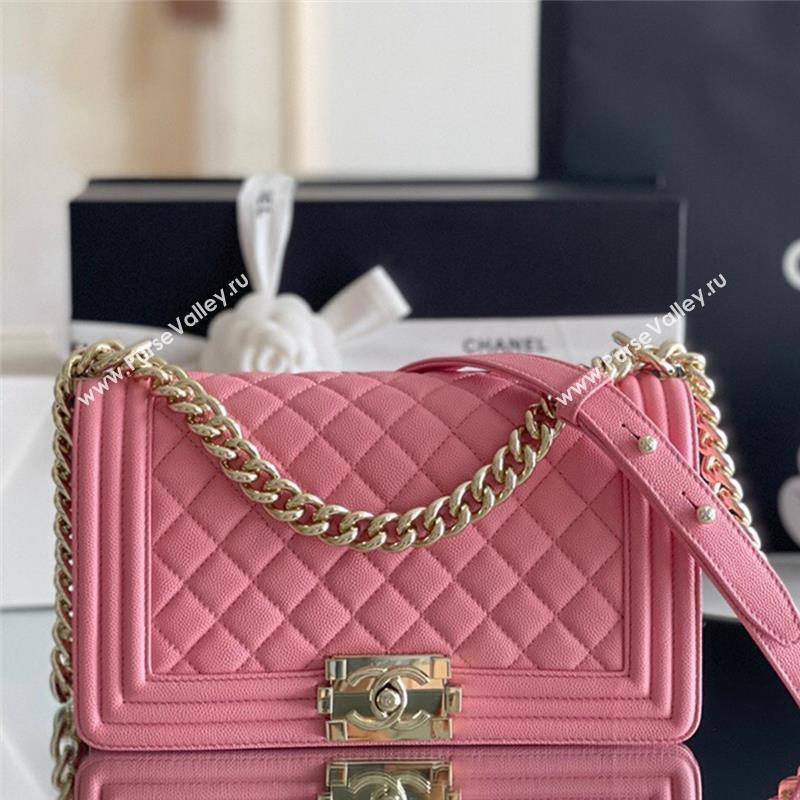 Chanel Original Grained Calfskin Medium Boy Flap Bag Light Gold/Peach Pink 2023 Top Quality (MHE-23102517)