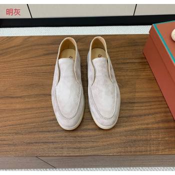 Loro Piana Open Walk Suede High-top Loafers Light Grey 2025 LP101101 (HH-251211033)