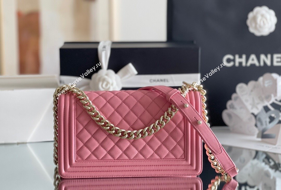 Chanel Original Grained Calfskin Medium Boy Flap Bag Light Gold/Peach Pink 2023 Top Quality (MHE-23102517)