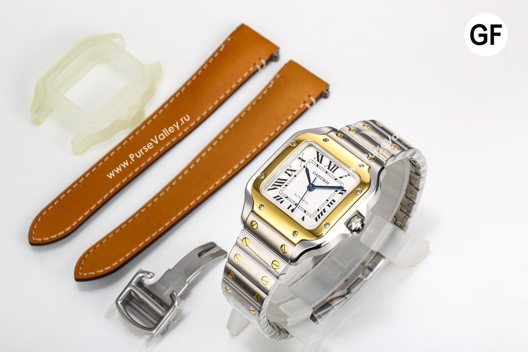 Cartier Santos de Cartier Watch， Large Model 39.8mm Yellow Gold/Silver 2023 TOP QUALITY (KN-23121805)