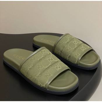 Gucci GG Canvas Flat Slides Sandal Green 2025 GG082803 (MD-250828041)