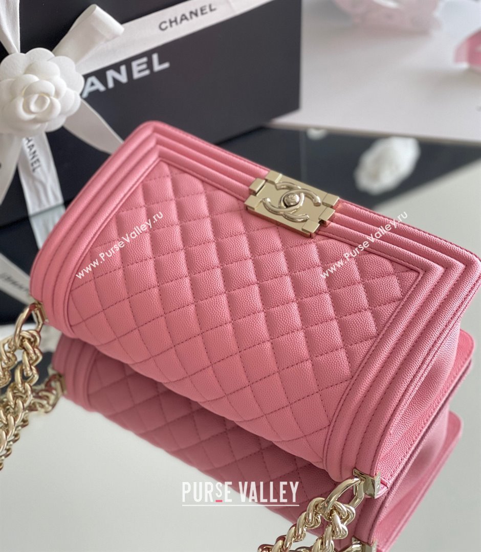 Chanel Original Grained Calfskin Medium Boy Flap Bag Light Gold/Peach Pink 2023 Top Quality (MHE-23102517)