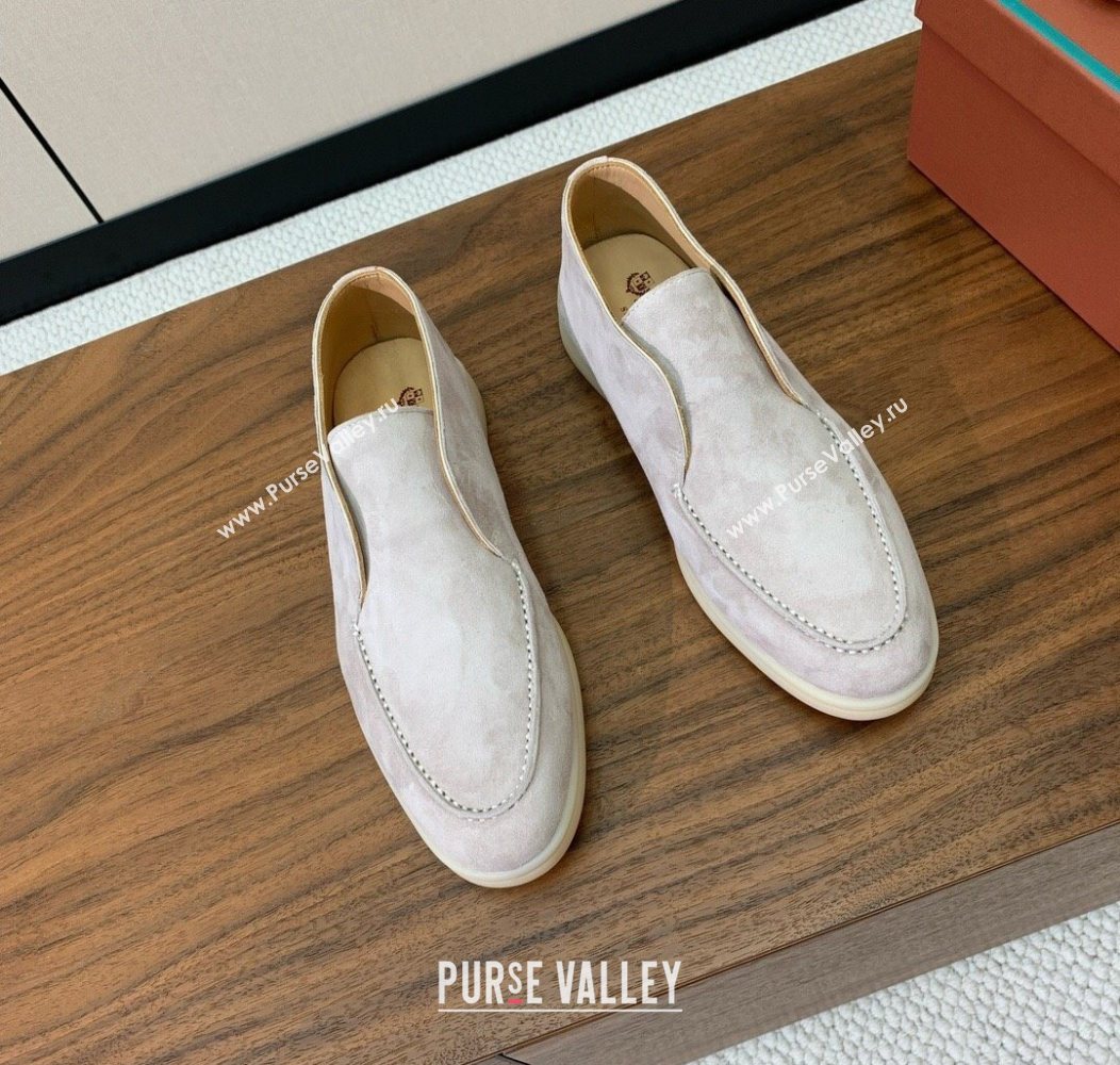 Loro Piana Open Walk Suede High-top Loafers Light Grey 2025 LP101101 (HH-251211033)