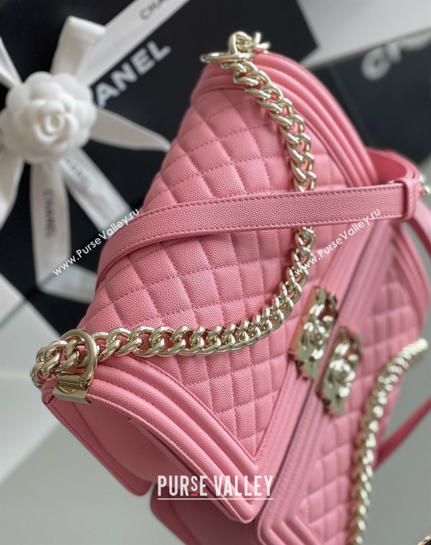 Chanel Original Grained Calfskin Medium Boy Flap Bag Light Gold/Peach Pink 2023 Top Quality (MHE-23102517)