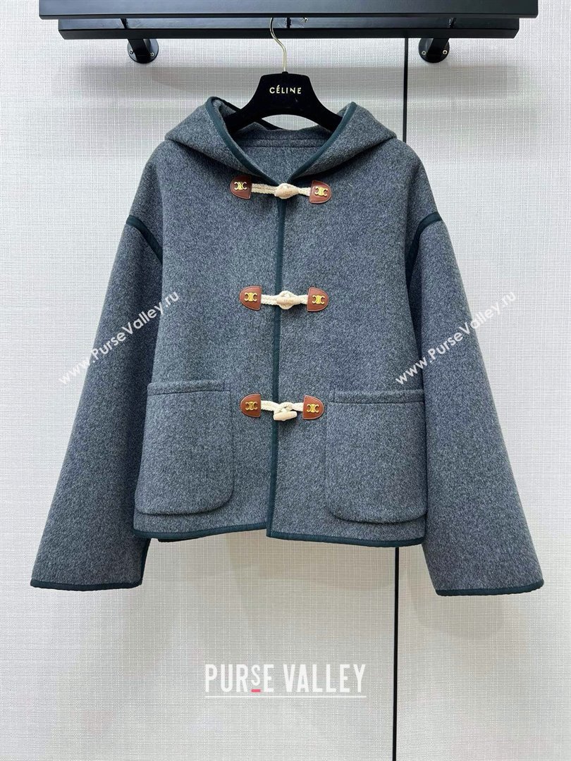 Celine Wool Short Coat C110931 Grey 2023 (Q-23110931)