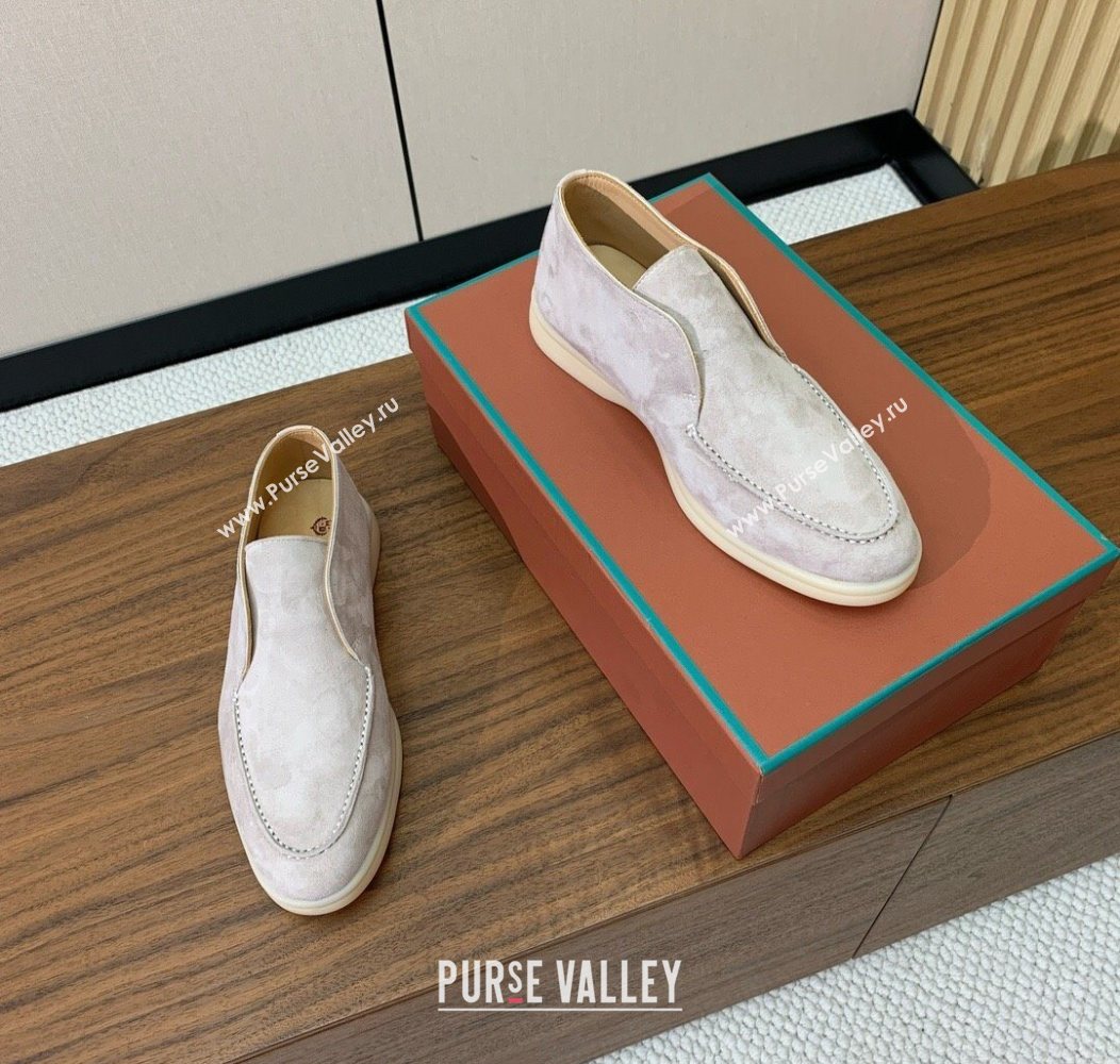 Loro Piana Open Walk Suede High-top Loafers Light Grey 2025 LP101101 (HH-251211033)