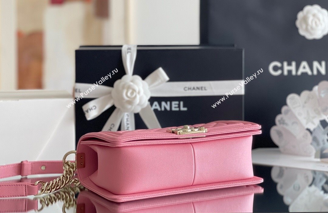 Chanel Original Grained Calfskin Medium Boy Flap Bag Light Gold/Peach Pink 2023 Top Quality (MHE-23102517)