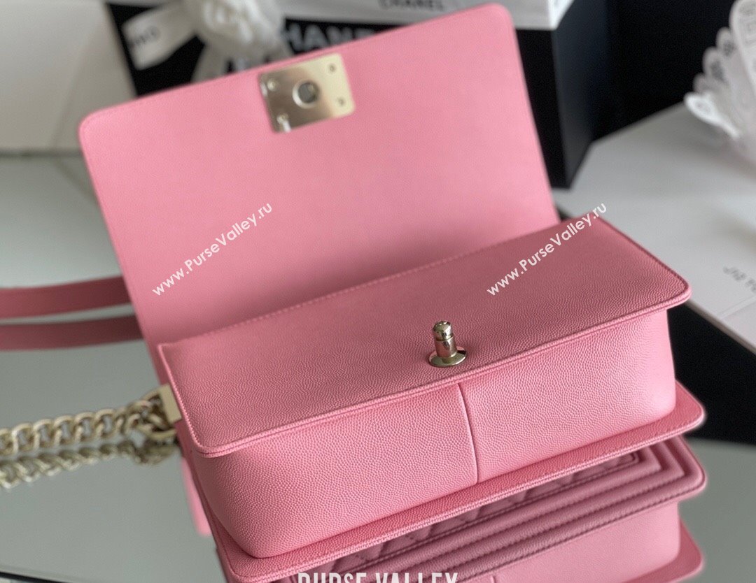 Chanel Original Grained Calfskin Medium Boy Flap Bag Light Gold/Peach Pink 2023 Top Quality (MHE-23102517)