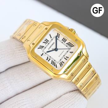 Cartier Santos de Cartier Watch， Large Model 39.8mm Yellow Gold 2023 TOP QUALITY (KN-23121804)
