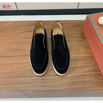 Loro Piana Open Walk Suede High-top Loafers Black 2025 LP101101 (HH-251211034)