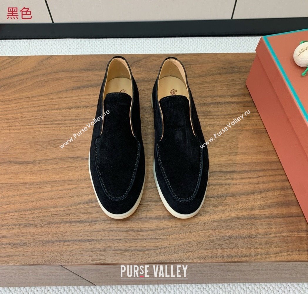 Loro Piana Open Walk Suede High-top Loafers Black 2025 LP101101 (HH-251211034)