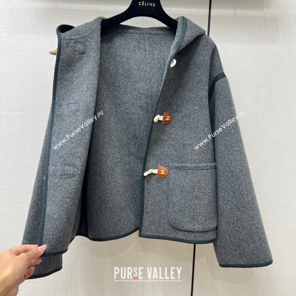 Celine Wool Short Coat C110931 Grey 2023 (Q-23110931)