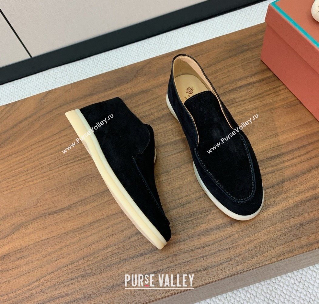 Loro Piana Open Walk Suede High-top Loafers Black 2025 LP101101 (HH-251211034)