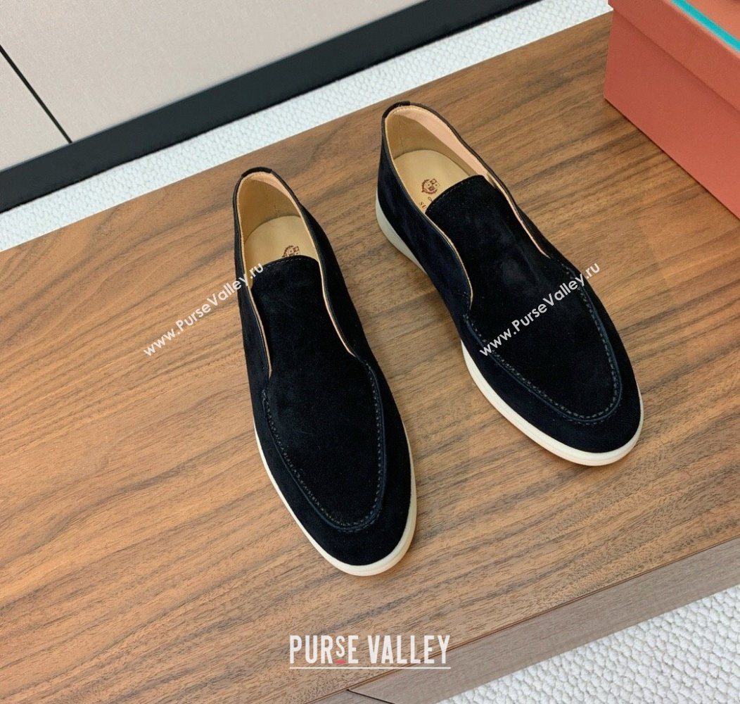 Loro Piana Open Walk Suede High-top Loafers Black 2025 LP101101 (HH-251211034)