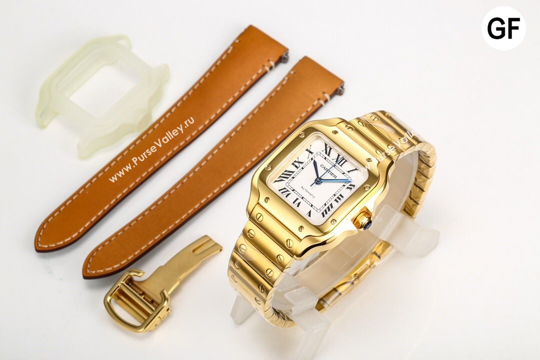 Cartier Santos de Cartier Watch， Large Model 39.8mm Yellow Gold 2023 TOP QUALITY (KN-23121804)