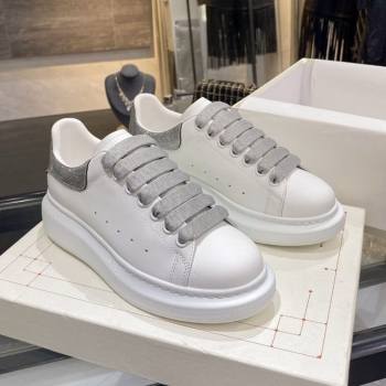 Alexander Mcqueen White Silky Calfskin Sneaker Silver Grey 2020 (For Women and Men) (MD-20122215)