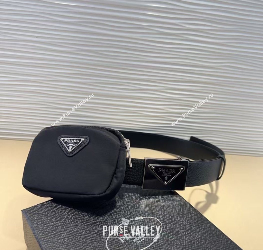 Prada Black Nylon Pouch Belt 1 2025 0618 (99-250618017)