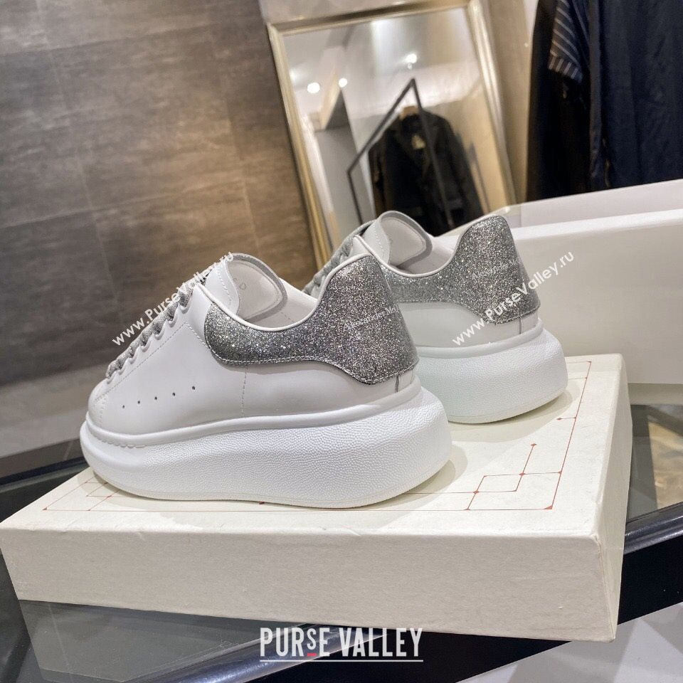 Alexander Mcqueen White Silky Calfskin Sneaker Silver Grey 2020 (For Women and Men) (MD-20122215)