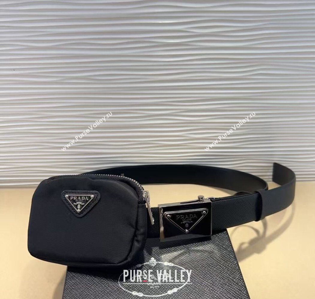 Prada Black Nylon Pouch Belt 1 2025 0618 (99-250618017)