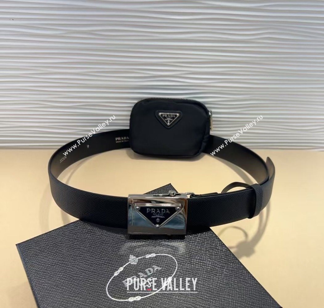 Prada Black Nylon Pouch Belt 1 2025 0618 (99-250618017)