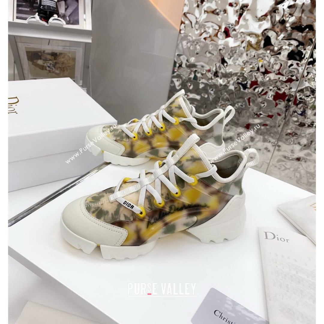 Dior D-Connect Sneaker in Zodiac Printed Technical Fabric DS15 Yellow 2021 (KW-210816066)