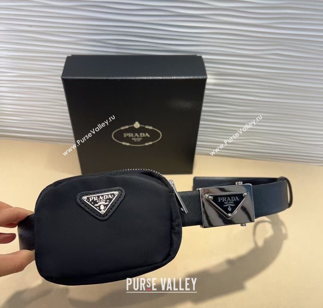 Prada Black Nylon Pouch Belt 1 2025 0618 (99-250618017)