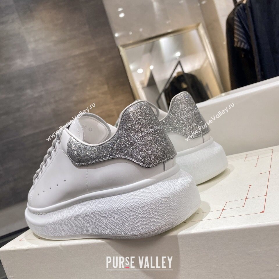 Alexander Mcqueen White Silky Calfskin Sneaker Silver Grey 2020 (For Women and Men) (MD-20122215)