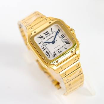 Cartier Santos de Cartier Watch， Medium Model 35mm Yellow Gold 2023 TOP QUALITY (KN-23121801)