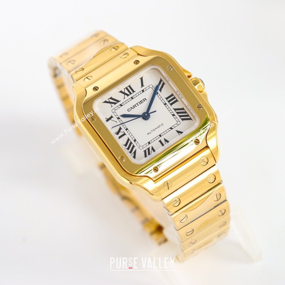 Cartier Santos de Cartier Watch， Medium Model 35mm Yellow Gold 2023 TOP QUALITY (KN-23121801)