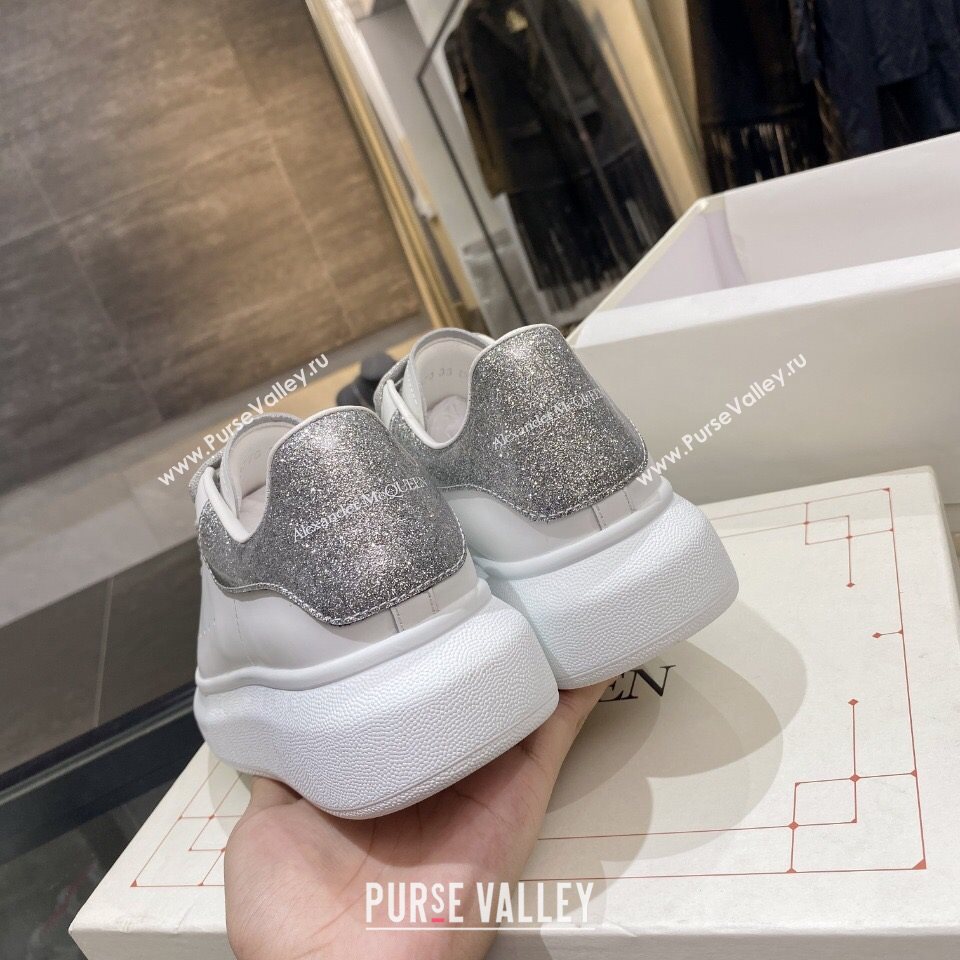 Alexander Mcqueen White Silky Calfskin Sneaker Silver Grey 2020 (For Women and Men) (MD-20122215)