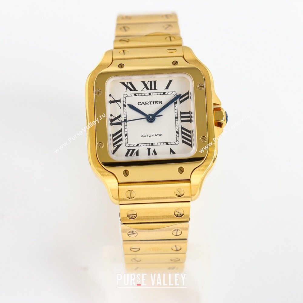 Cartier Santos de Cartier Watch， Medium Model 35mm Yellow Gold 2023 TOP QUALITY (KN-23121801)