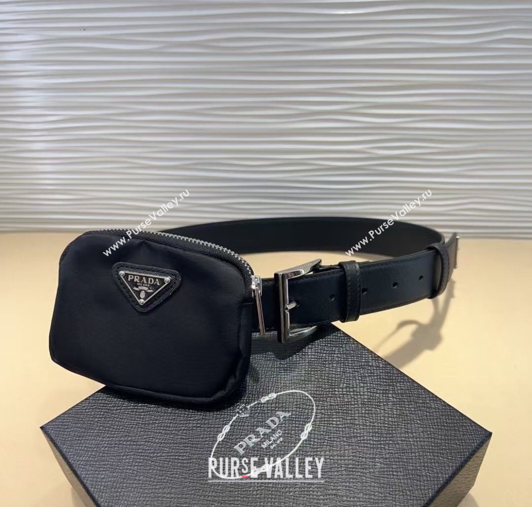 Prada Black Nylon Pouch Belt 2 2025 0618 (99-250618018)