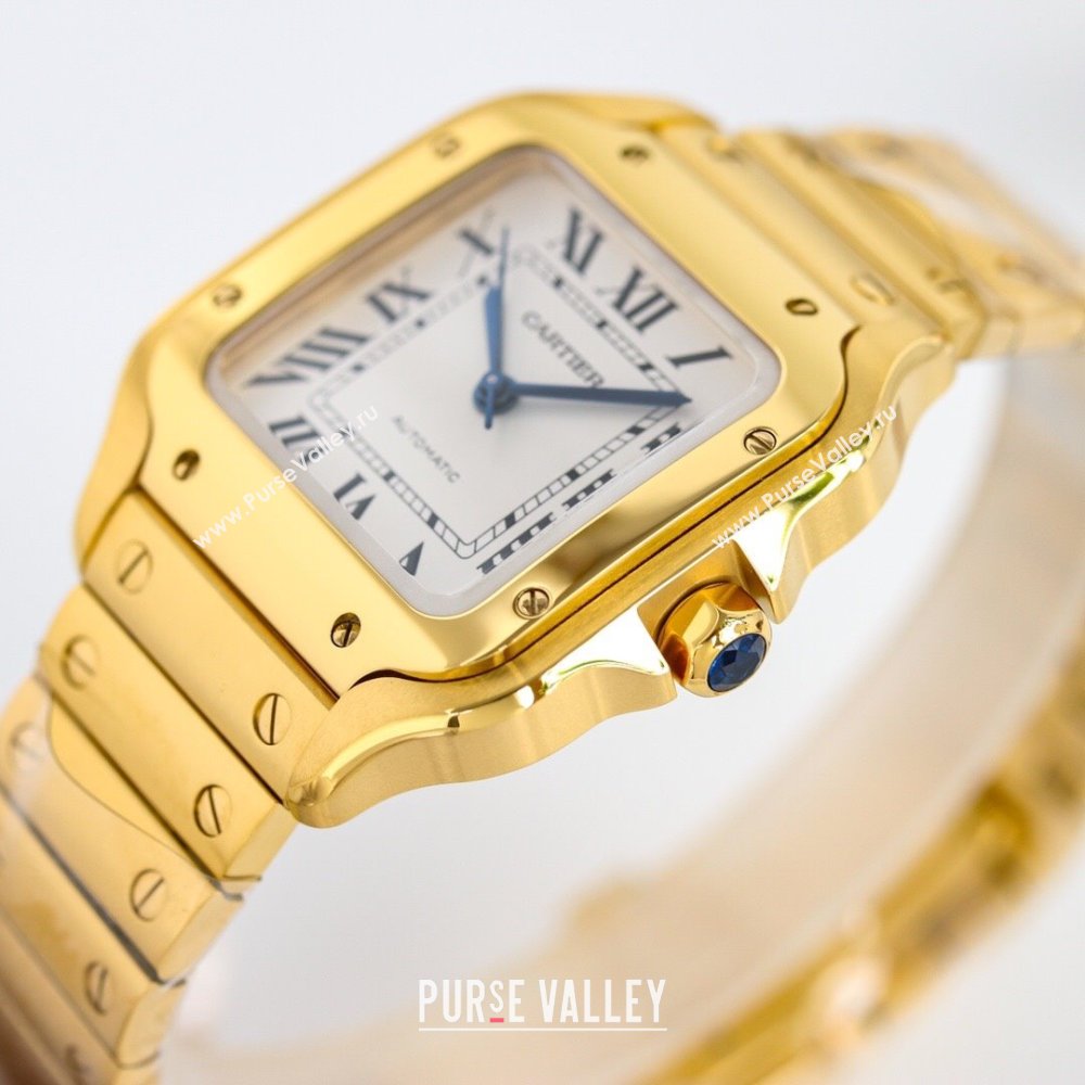 Cartier Santos de Cartier Watch， Medium Model 35mm Yellow Gold 2023 TOP QUALITY (KN-23121801)