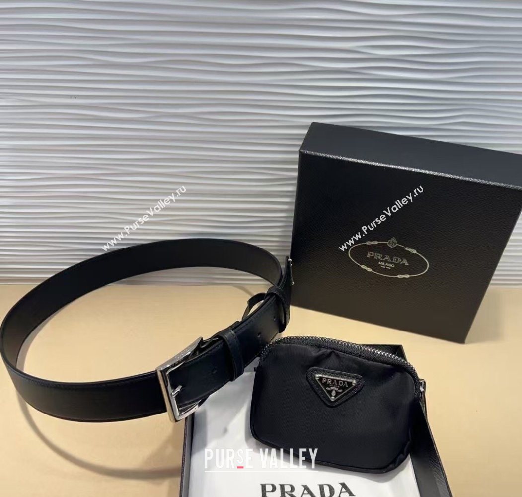 Prada Black Nylon Pouch Belt 2 2025 0618 (99-250618018)