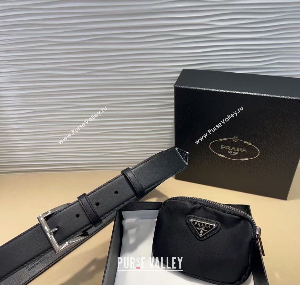 Prada Black Nylon Pouch Belt 2 2025 0618 (99-250618018)