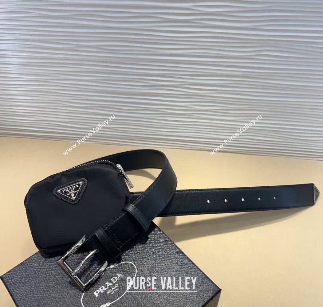 Prada Black Nylon Pouch Belt 2 2025 0618 (99-250618018)