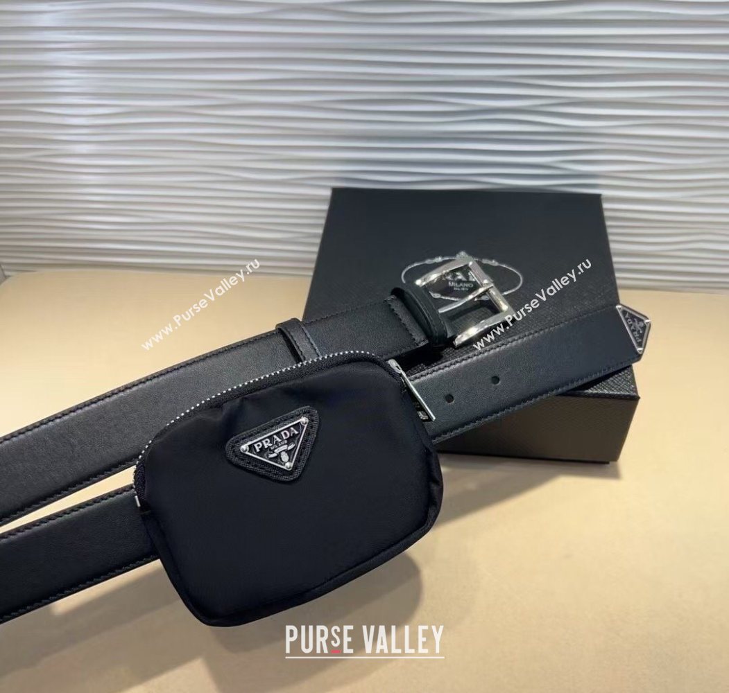 Prada Black Nylon Pouch Belt 2 2025 0618 (99-250618018)