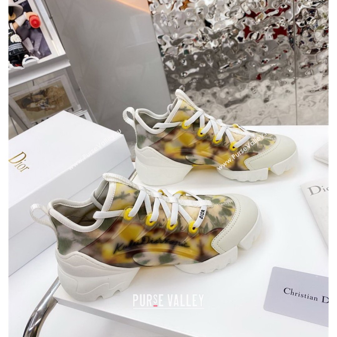 Dior D-Connect Sneaker in Zodiac Printed Technical Fabric DS15 Yellow 2021 (KW-210816066)