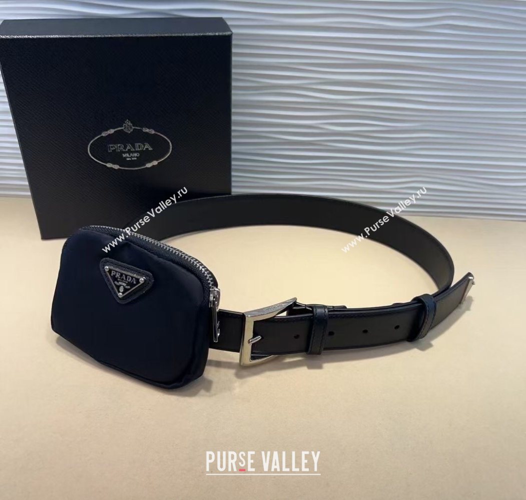 Prada Black Nylon Pouch Belt 2 2025 0618 (99-250618018)