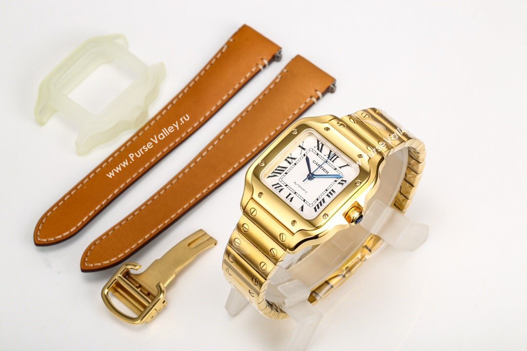 Cartier Santos de Cartier Watch， Medium Model 35mm Yellow Gold 2023 TOP QUALITY (KN-23121801)