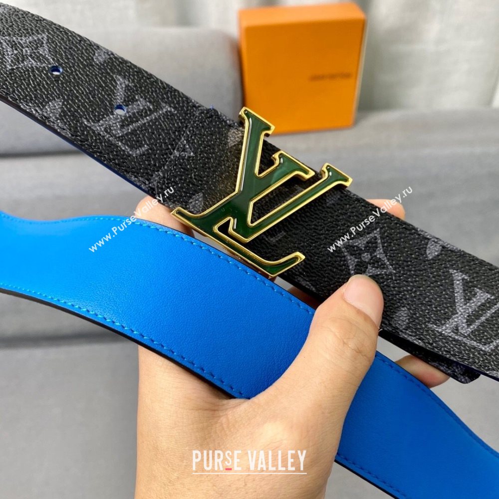 Louis Vuitton LV 3 Steps Monogram Canvas Belt 4cm with LV Buckle Black/Blue/Green/Gold 2021 (99-21011231)